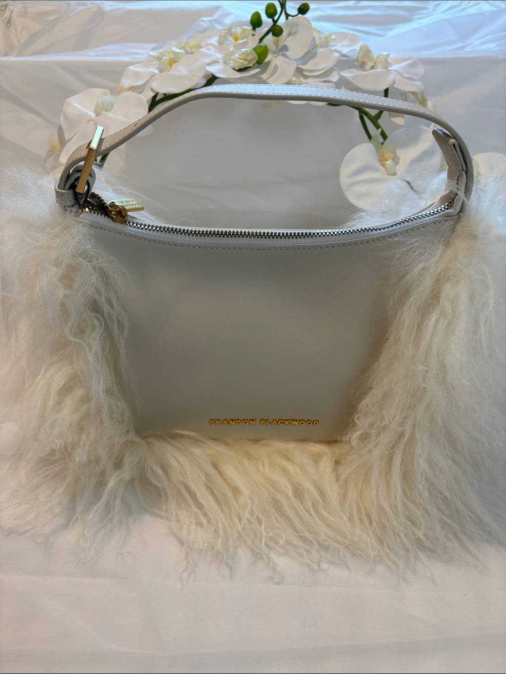 Brandon Blackwood Cream Leather and Wool Cortni Bag